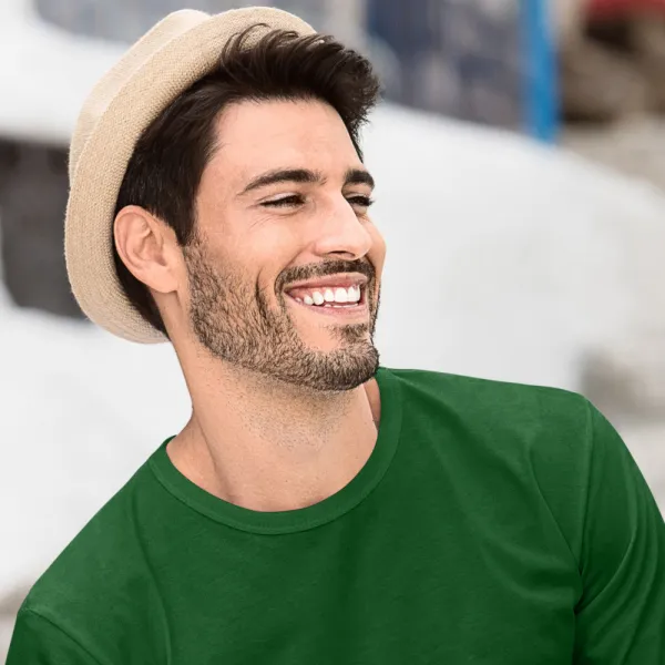 Moška majica z dolgimi rokavi - Klasičen okrogel izrez