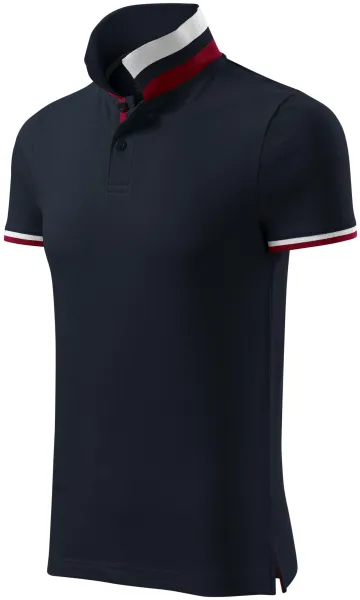 Moška polo majica z ovratnikom navzgor - Moška polo majica s kontrastnim črtastim ovratnikom