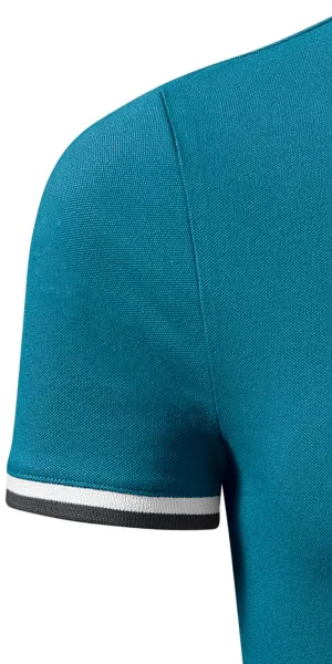 Moška polo majica z ovratnikom navzgor - Kratki rokavi s kontrastnimi črtami